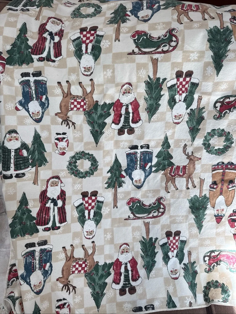 Vintage Christmas With Santa Tablecloth. 90x58 Holidays decor dining